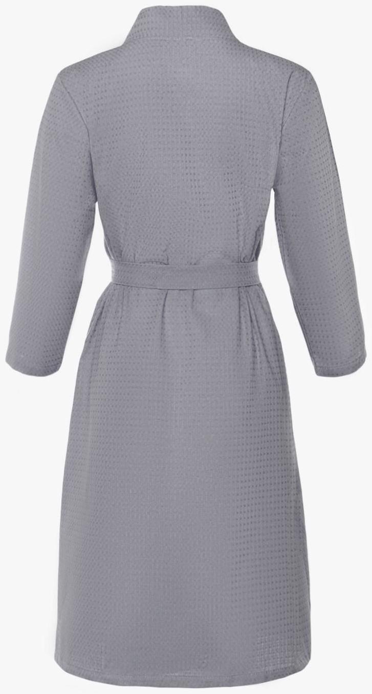 Халат вафельный женский Экономь и Я рукав 3/4, размер 50-52, серый, 100% хлопок, 200г/м2