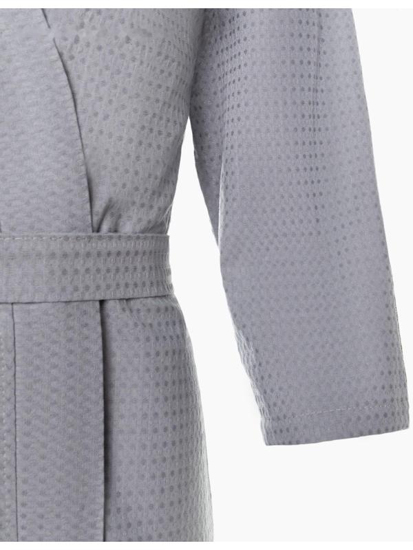 Халат вафельный женский Экономь и Я рукав 3/4, размер 50-52, серый, 100% хлопок, 200г/м2