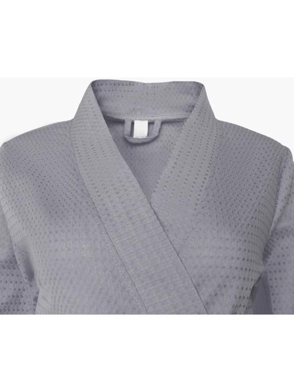 Халат вафельный женский Экономь и Я рукав 3/4, размер 50-52, серый, 100% хлопок, 200г/м2