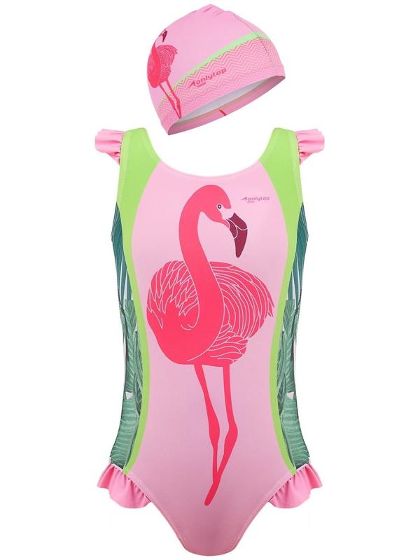 Купальник для девочек + шапочка, комплект, р. 30, рост 116 см, обхват 46-52 см