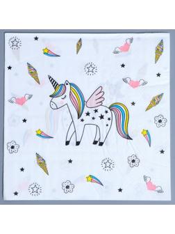 Салфетки бумажные «Единорог», 33х33 см, набор 20 шт., цвет белый