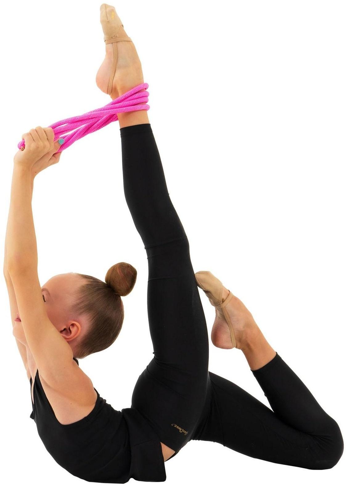 Скакалка гимнастическая утяжелённая, длина 2,5 м, цвет неон розовый/серебро, с люрексом