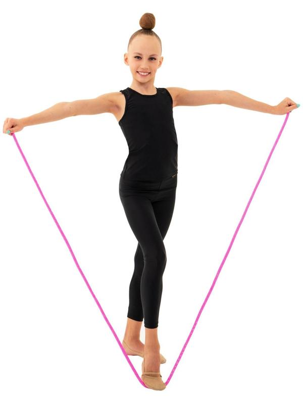 Скакалка гимнастическая утяжелённая, длина 2,5 м, цвет неон розовый/серебро, с люрексом