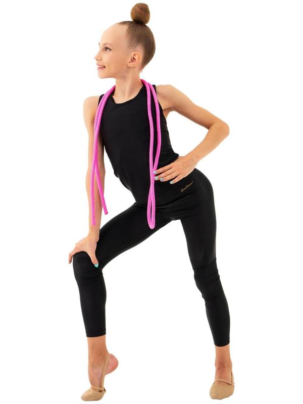 Скакалка гимнастическая утяжелённая, длина 2,5 м, цвет неон розовый/серебро, с люрексом