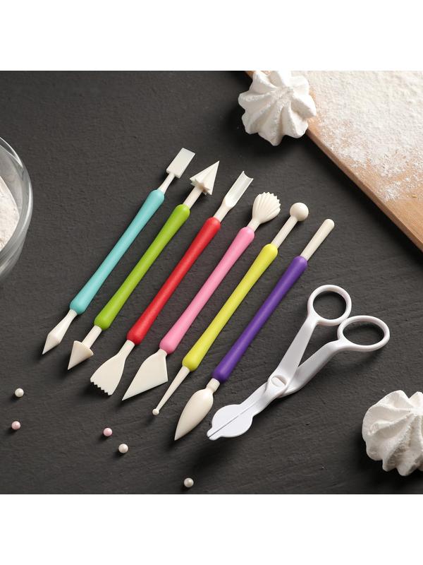 Набор для моделирования кондитерских украшений и ножницы кондитерские для переноски украшений Доляна, 6 шт, цвет и форма МИКС