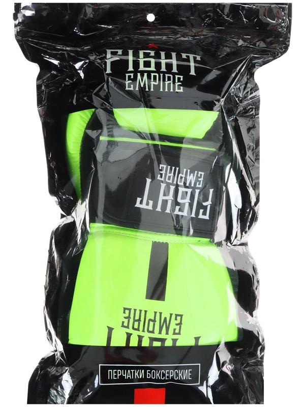 Перчатки боксёрские FIGHT EMPIRE, 14 унций, цвет салатовый