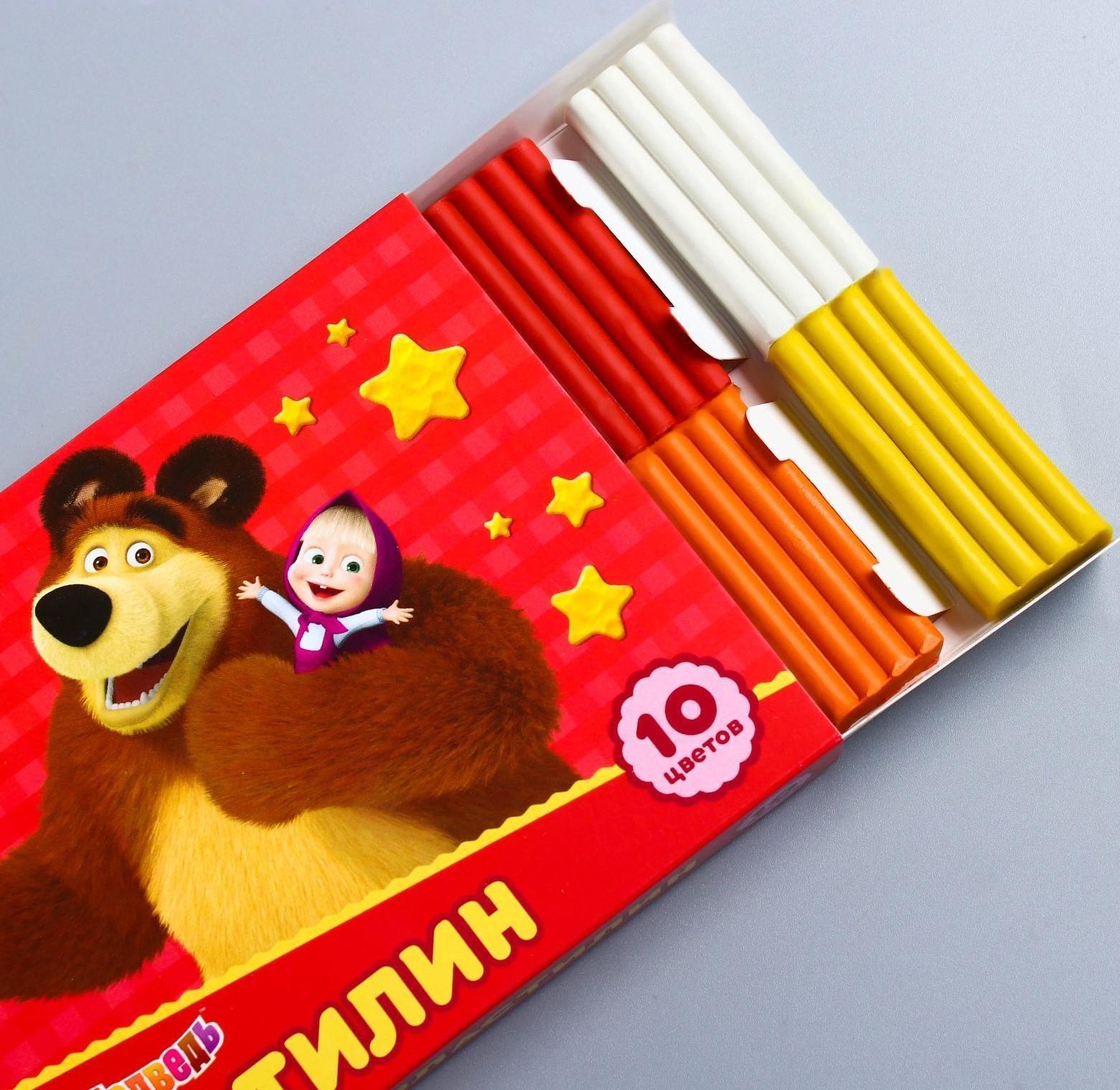 Пластилин Маша и Медведь, 10 цветов, 150 г