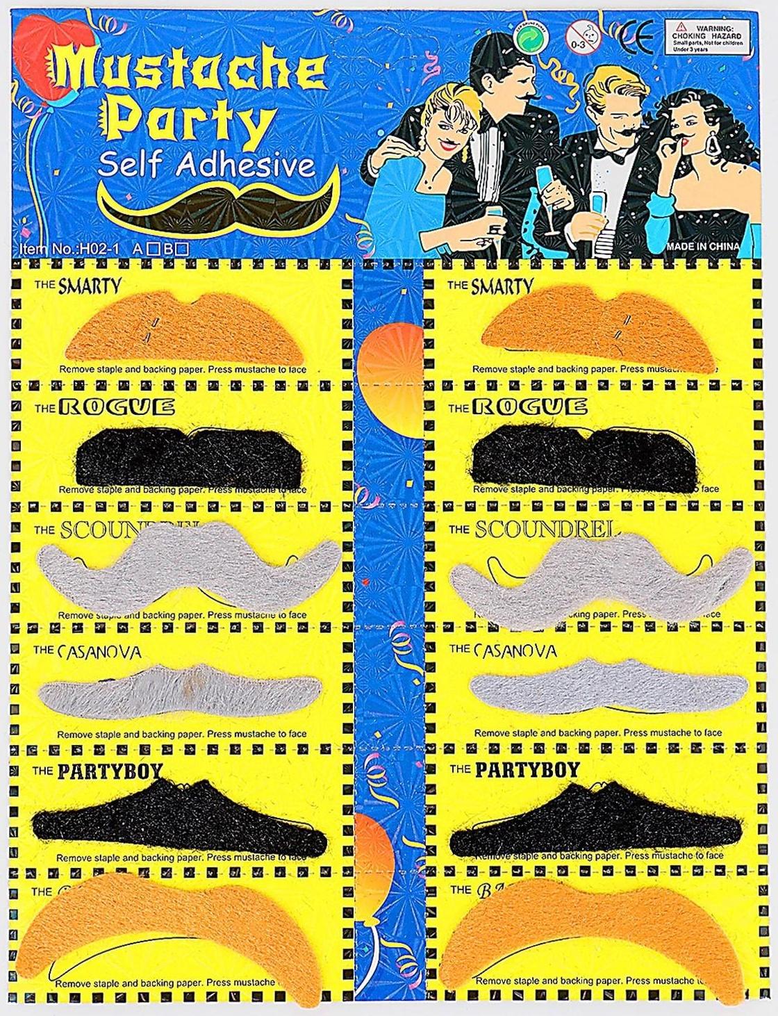 Карнавальные усы «Разные», набор 12 шт.