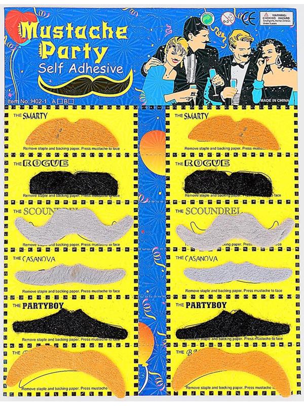 Карнавальные усы «Разные», набор 12 шт.