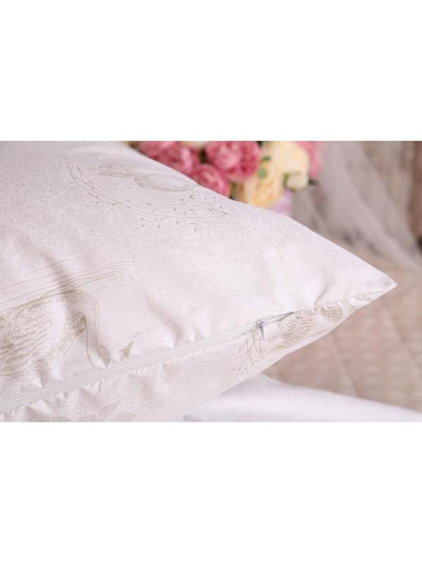 Наперник 50х70см на молнии Лебеди серебро