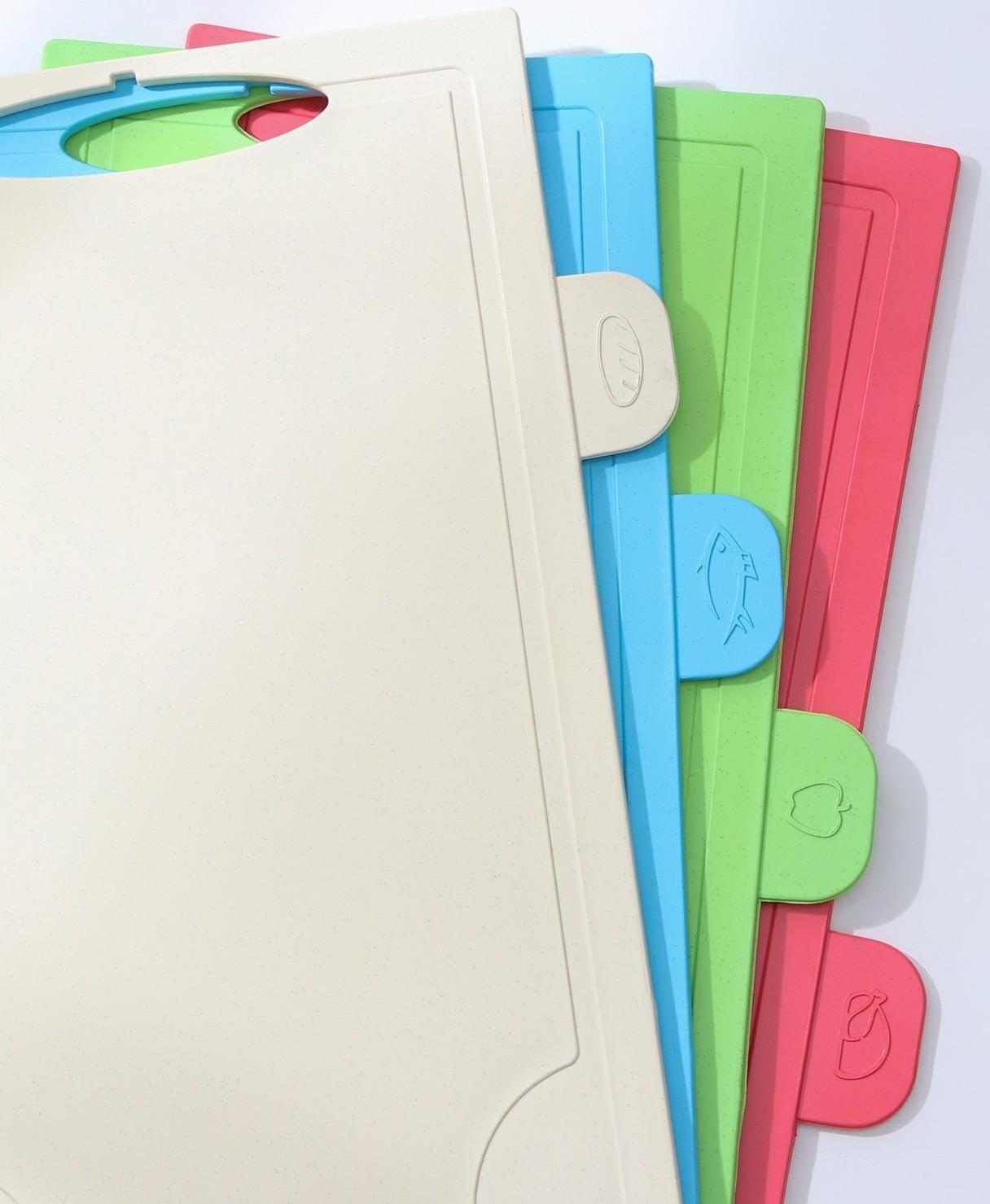 Набор досок разделочных с маркерами на подставке, 4 шт, цвет МИКС