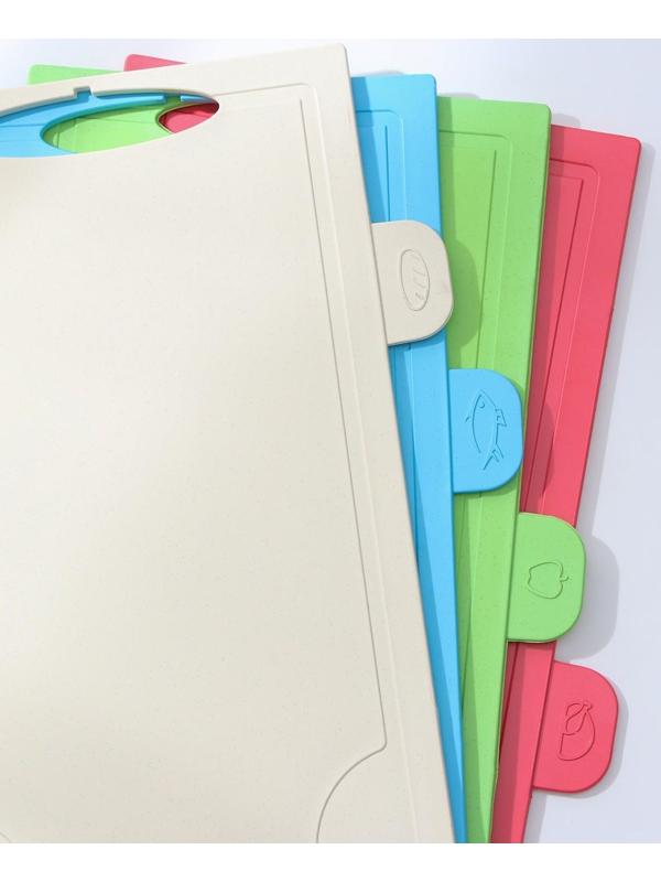 Набор досок разделочных с маркерами на подставке, 4 шт, цвет МИКС