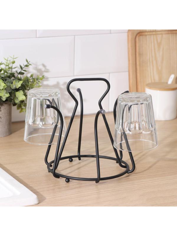 Подставка для стаканов Доляна, 20×20×18 см, цвет чёрный