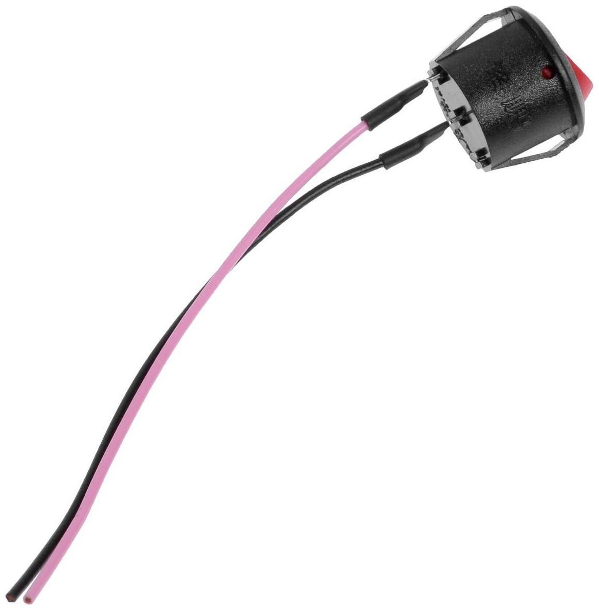 Выключатель клавишный с фиксацией, d 2 см, провод 10 см, красный