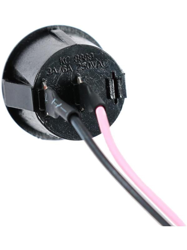 Выключатель клавишный с фиксацией, d 2 см, провод 10 см, красный