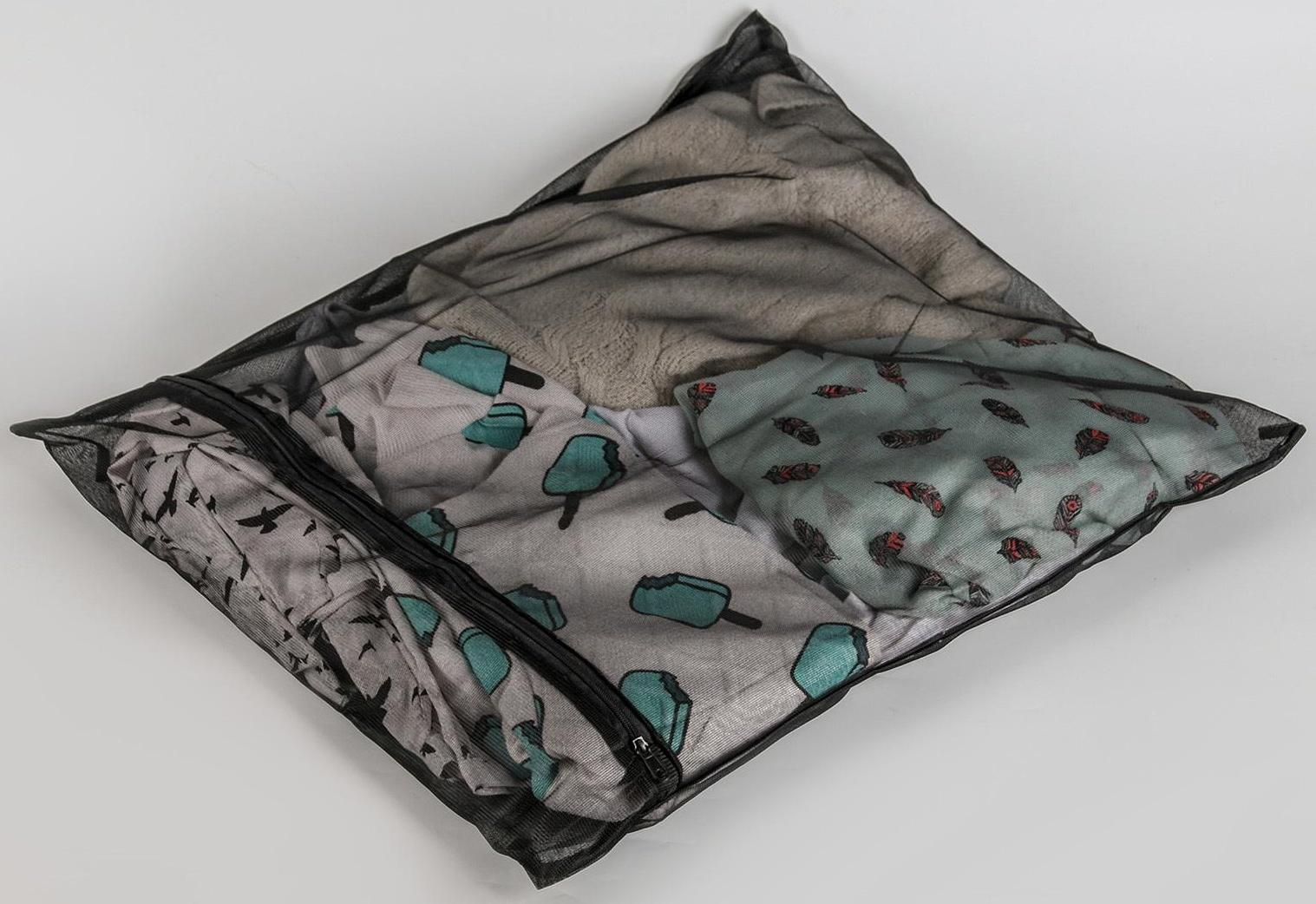 Мешок для стирки белья Доляна, 50×60 см, мелкая сетка, цвет чёрный