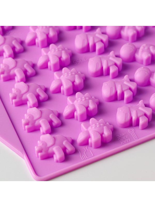 Форма для мармелада Доляна «Дино», 19,2×13 см, 48 ячеек, цвет сиреневый