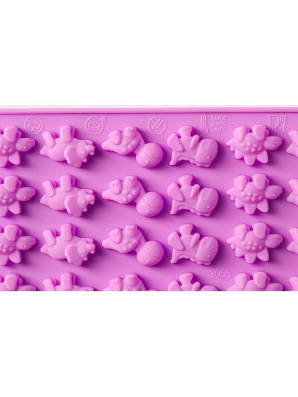 Форма для мармелада Доляна «Дино», 19,2×13 см, 48 ячеек, цвет сиреневый