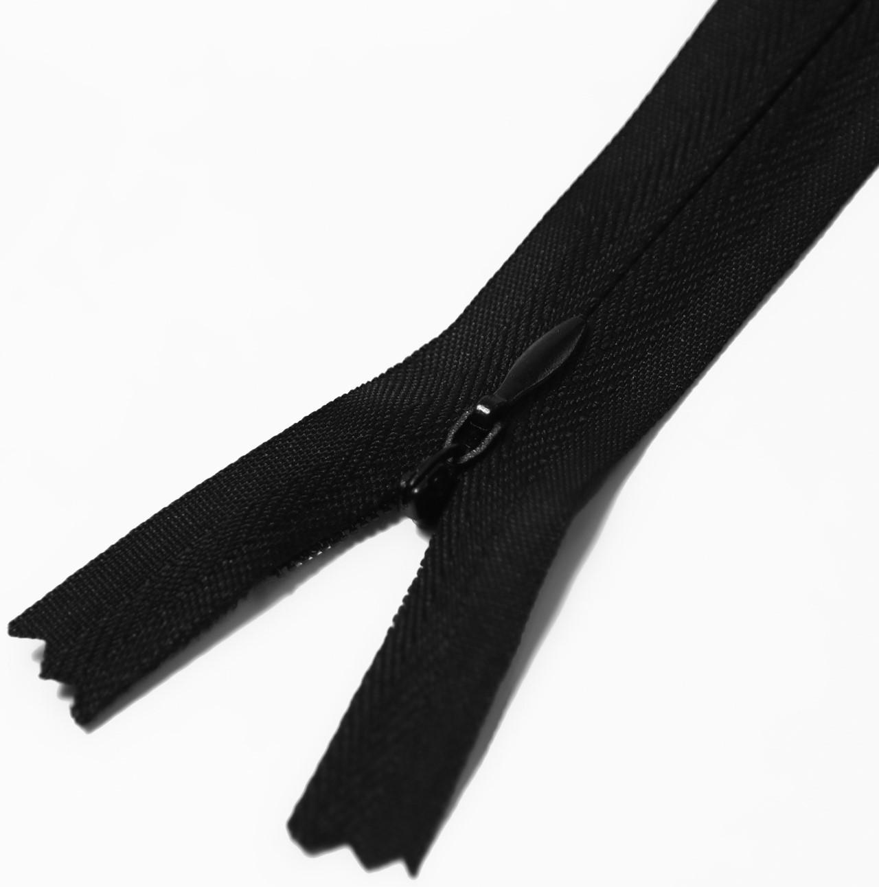 Молния потайная, №3, неразъёмная, замок автомат, 20 см, цвет чёрный