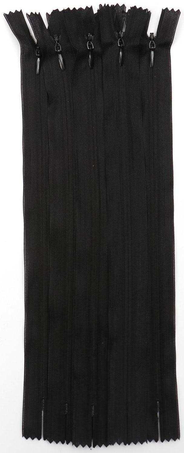 Молния потайная, №3, неразъёмная, замок автомат, 20 см, цвет чёрный