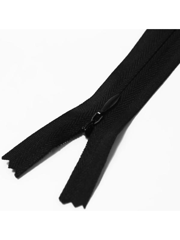 Молния потайная, №3, неразъёмная, замок автомат, 20 см, цвет чёрный