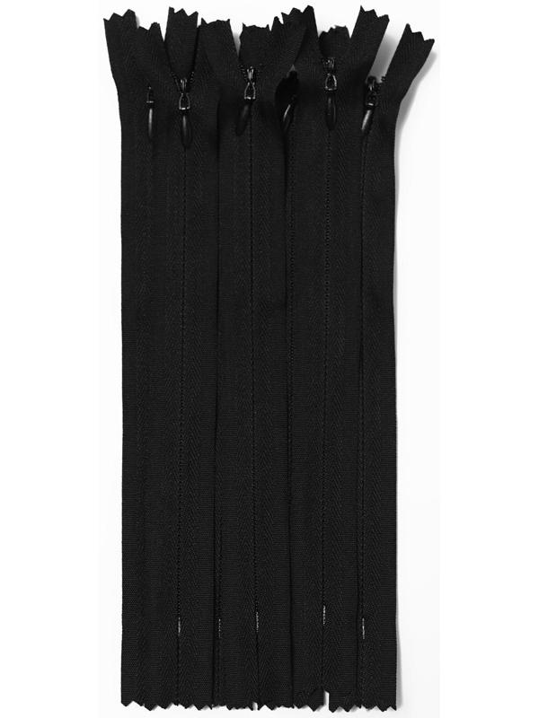 Молния потайная, №3, неразъёмная, замок автомат, 20 см, цвет чёрный