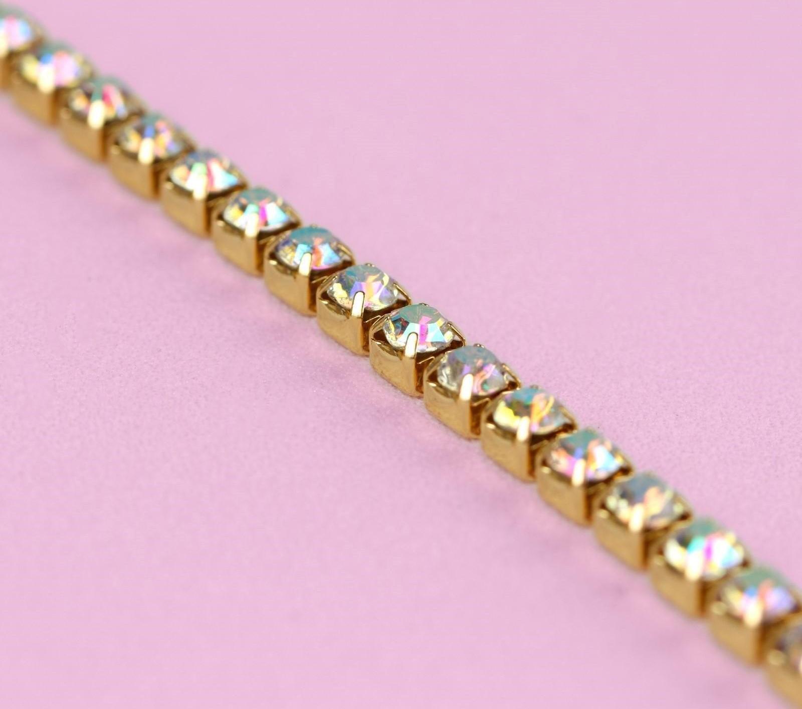 Цепь со стразами, с голографией, 3,5 мм, 9 ± 1 м, цвет золотой