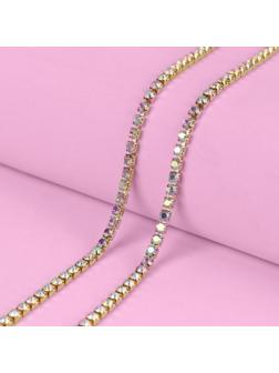 Цепь со стразами, с голографией, 3,5 мм, 9 ± 1 м, цвет золотой