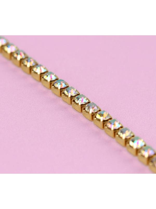 Цепь со стразами, с голографией, 3,5 мм, 9 ± 1 м, цвет золотой