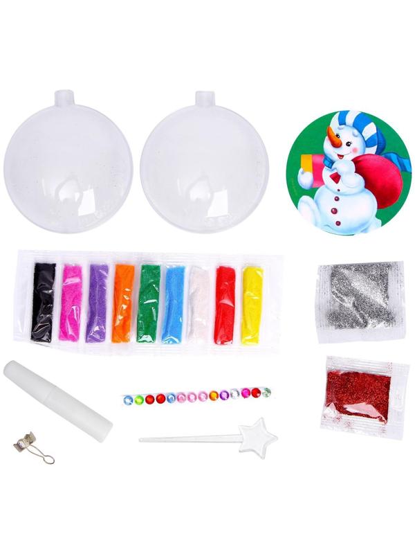 Новогодний шар - фреска «Снеговик с подарками»