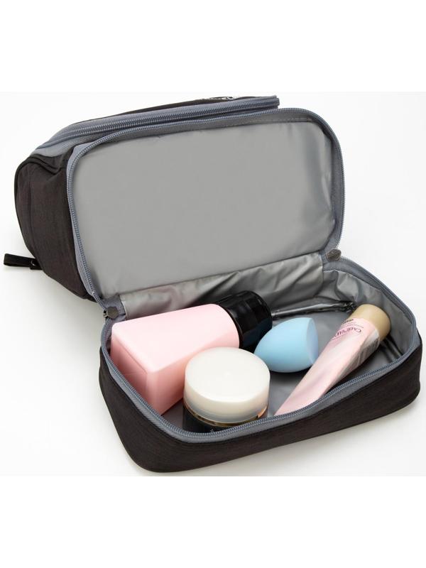 Косметичка на молниях,  2 отдела, цвет чёрный