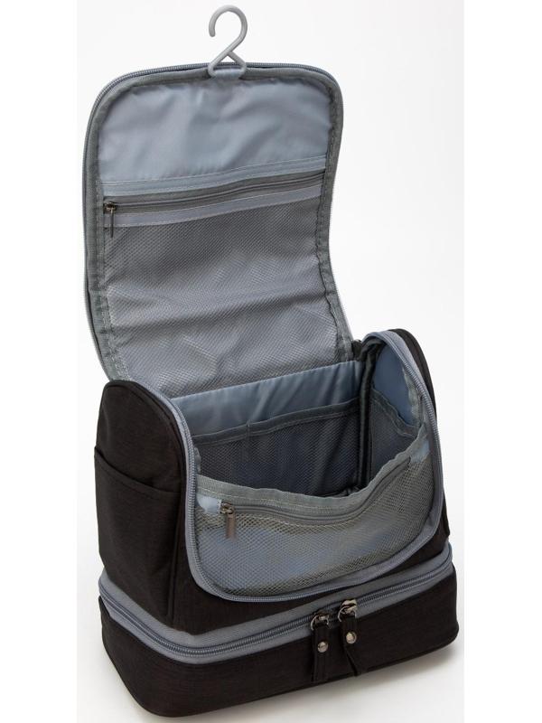 Косметичка на молниях,  2 отдела, цвет чёрный