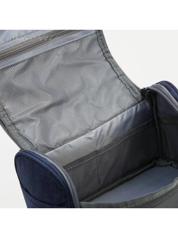 Косметичка на молниях,  2 отдела, цвет синий