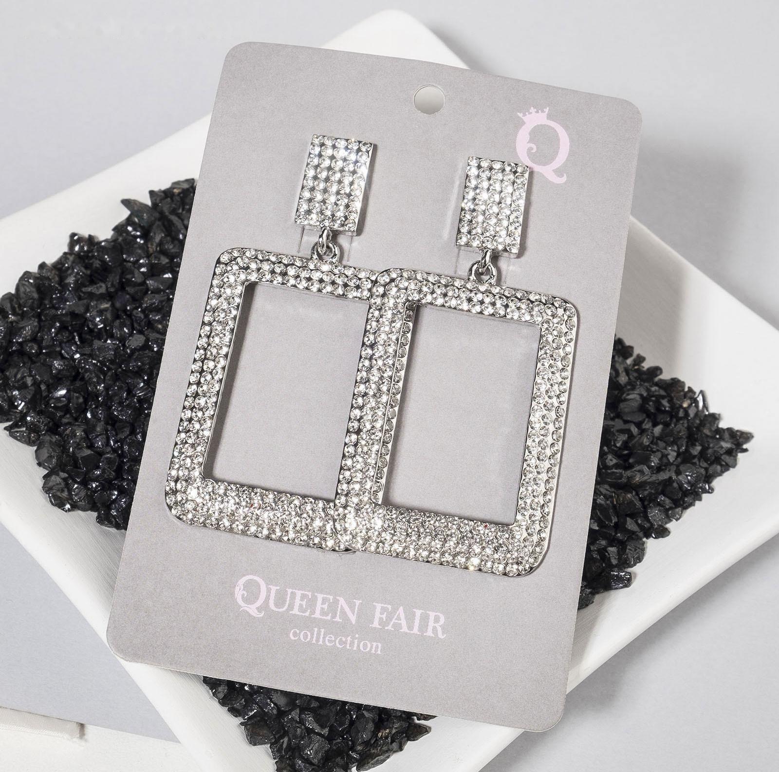 Серьги висячие со стразами 