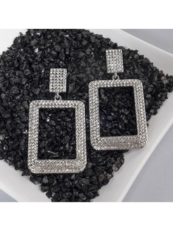 Серьги висячие со стразами 