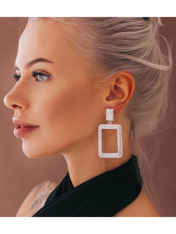 Серьги висячие со стразами 