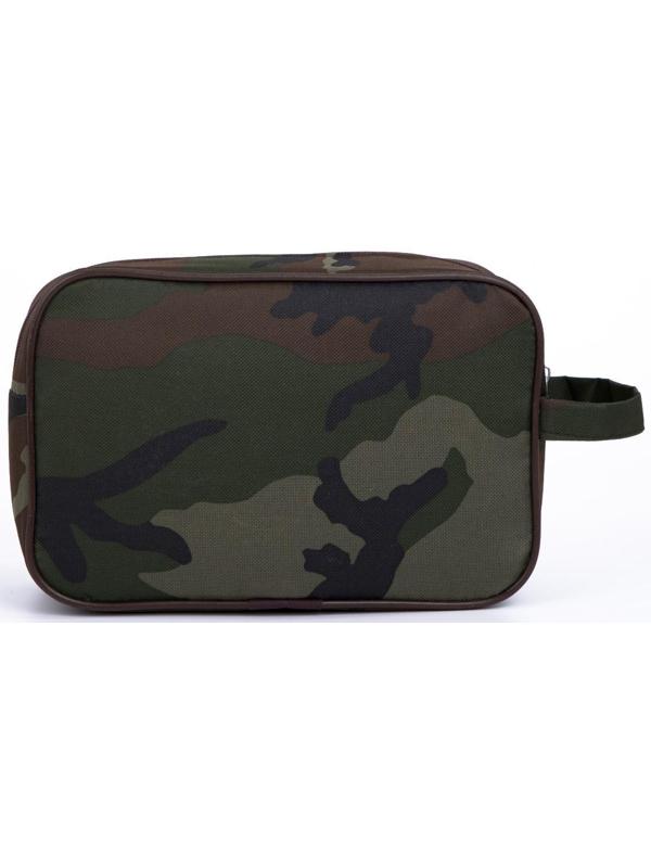 Косметичка на молнии, наружный карман, цвет хаки