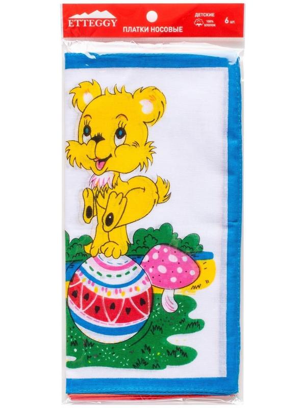 Набор детских носовых платков Etteggy (6шт) 25х25см печать полотн. 66г/м, хл100%