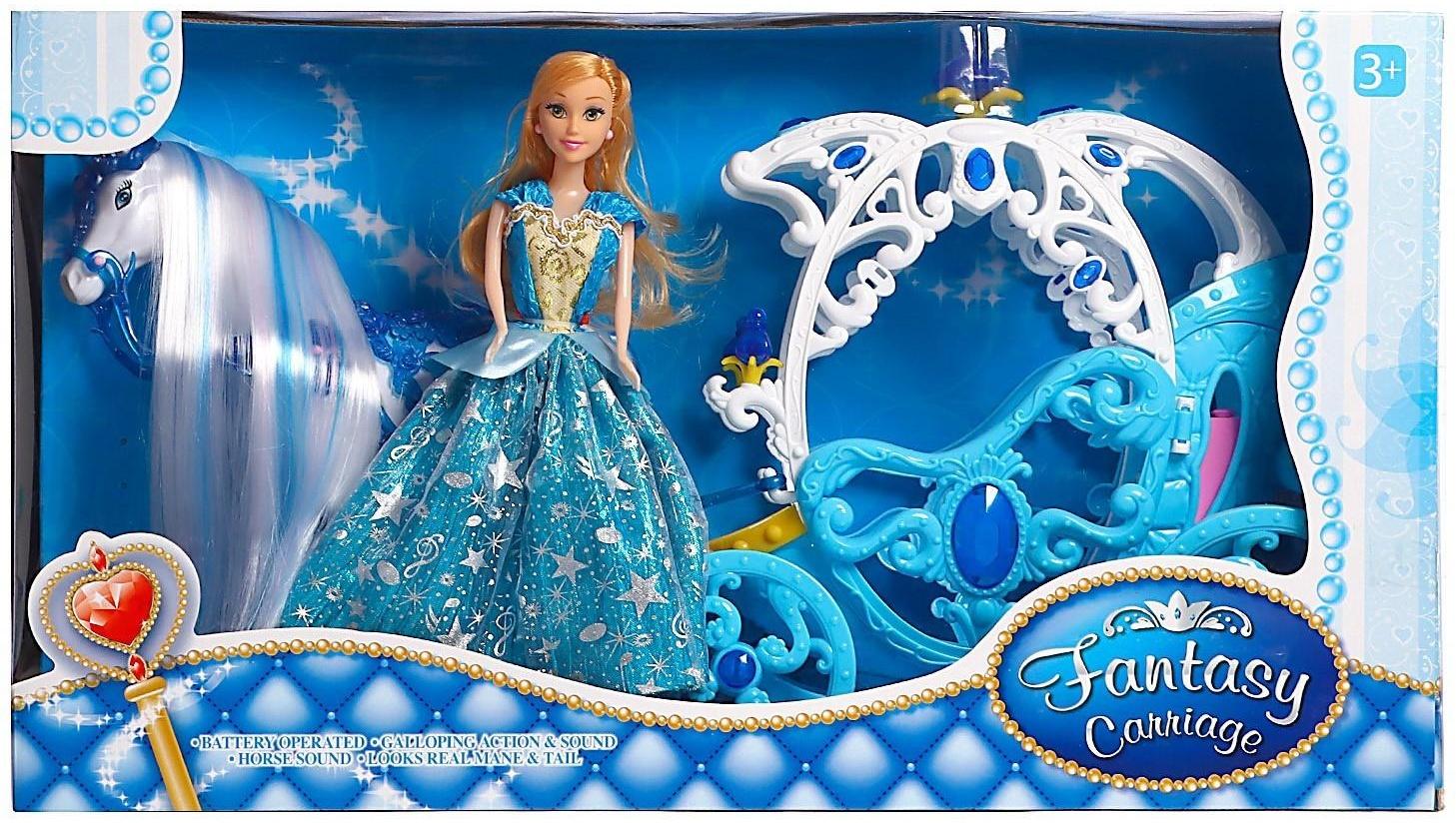 Карета для кукол с куклой, лошадка ходит