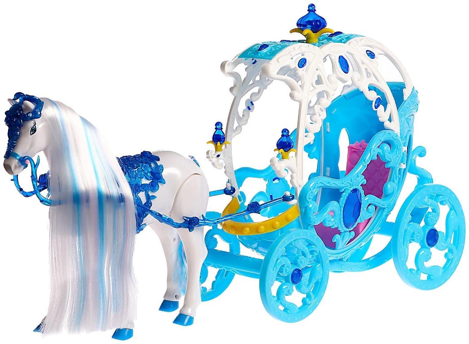 Карета для кукол с куклой, лошадка ходит