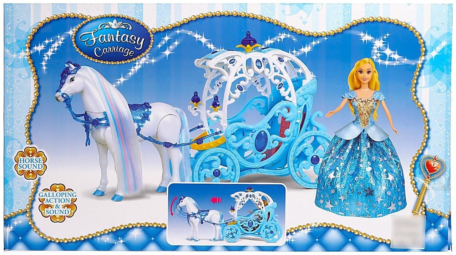 Карета для кукол с куклой, лошадка ходит