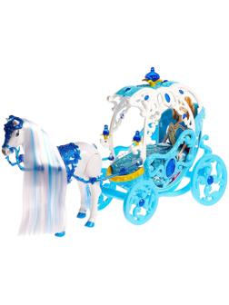 Карета для кукол с куклой, лошадка ходит