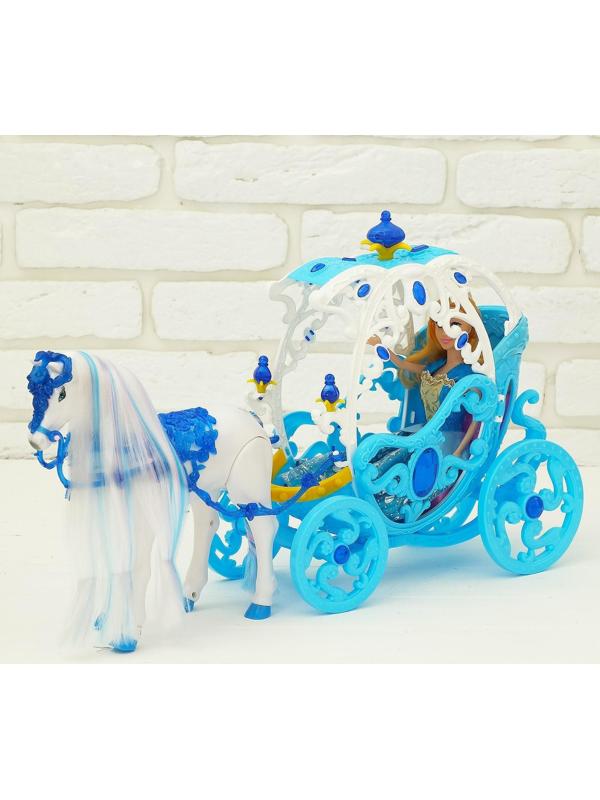 Карета для кукол с куклой, лошадка ходит