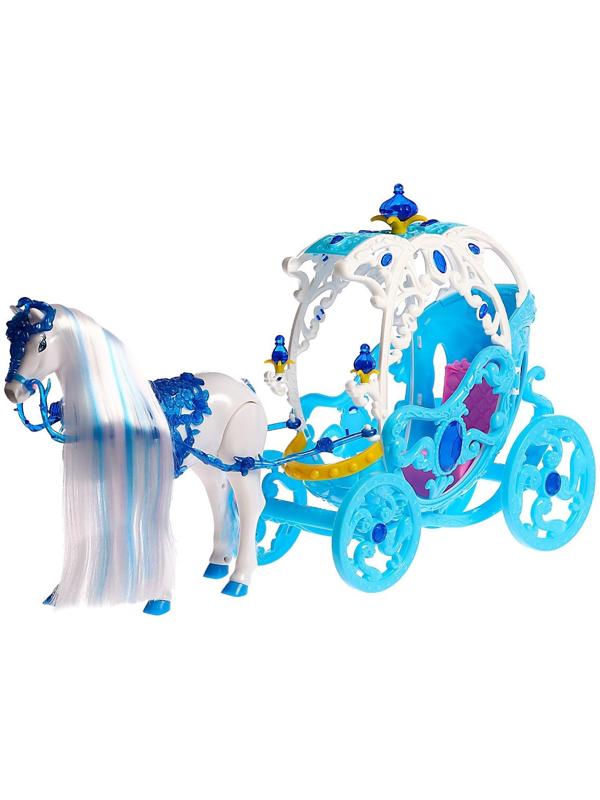 Карета для кукол с куклой, лошадка ходит
