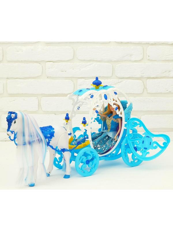 Карета для кукол с куклой, лошадка ходит