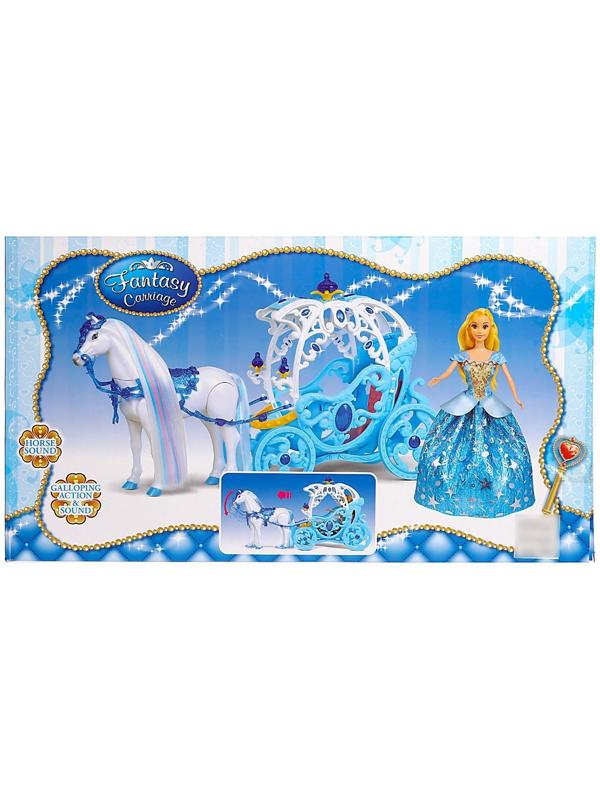 Карета для кукол с куклой, лошадка ходит