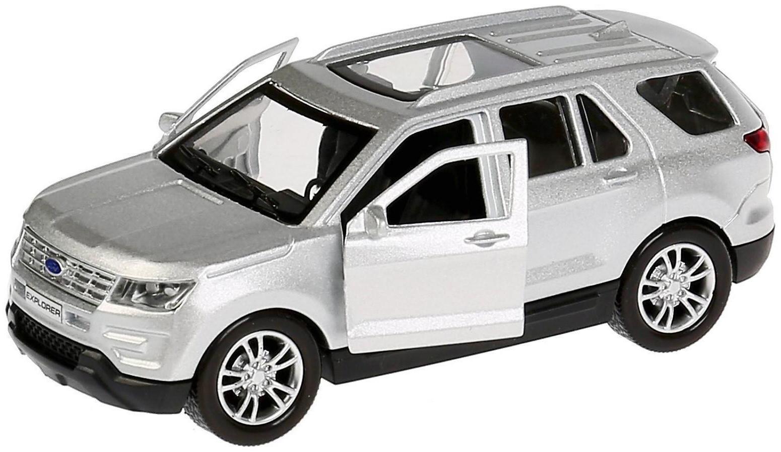 Машина металлическая Ford Explorer, 12 см, открывающиеся двери, инерционная, цвет серебристый