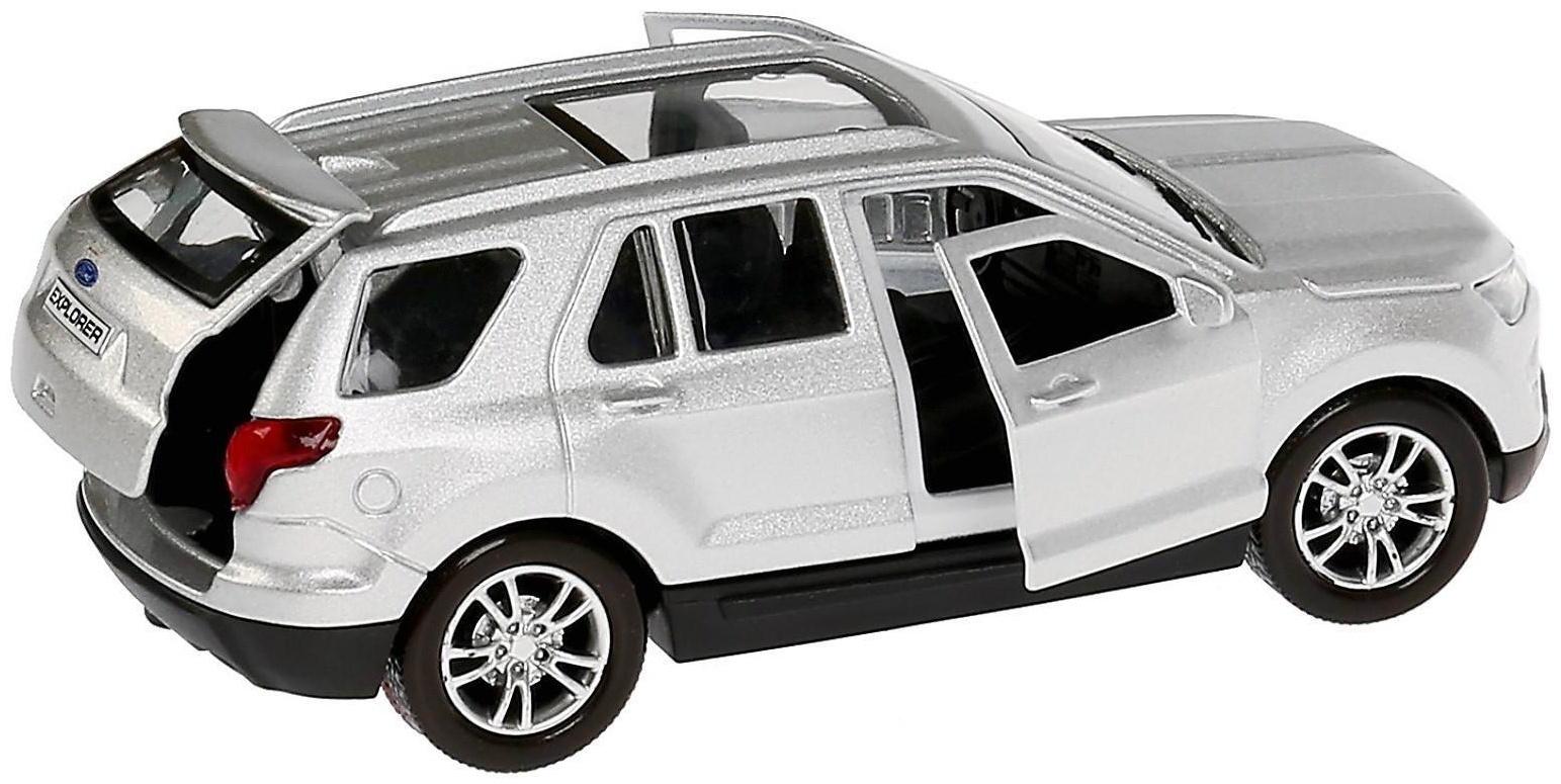 Машина металлическая Ford Explorer, 12 см, открывающиеся двери, инерционная, цвет серебристый