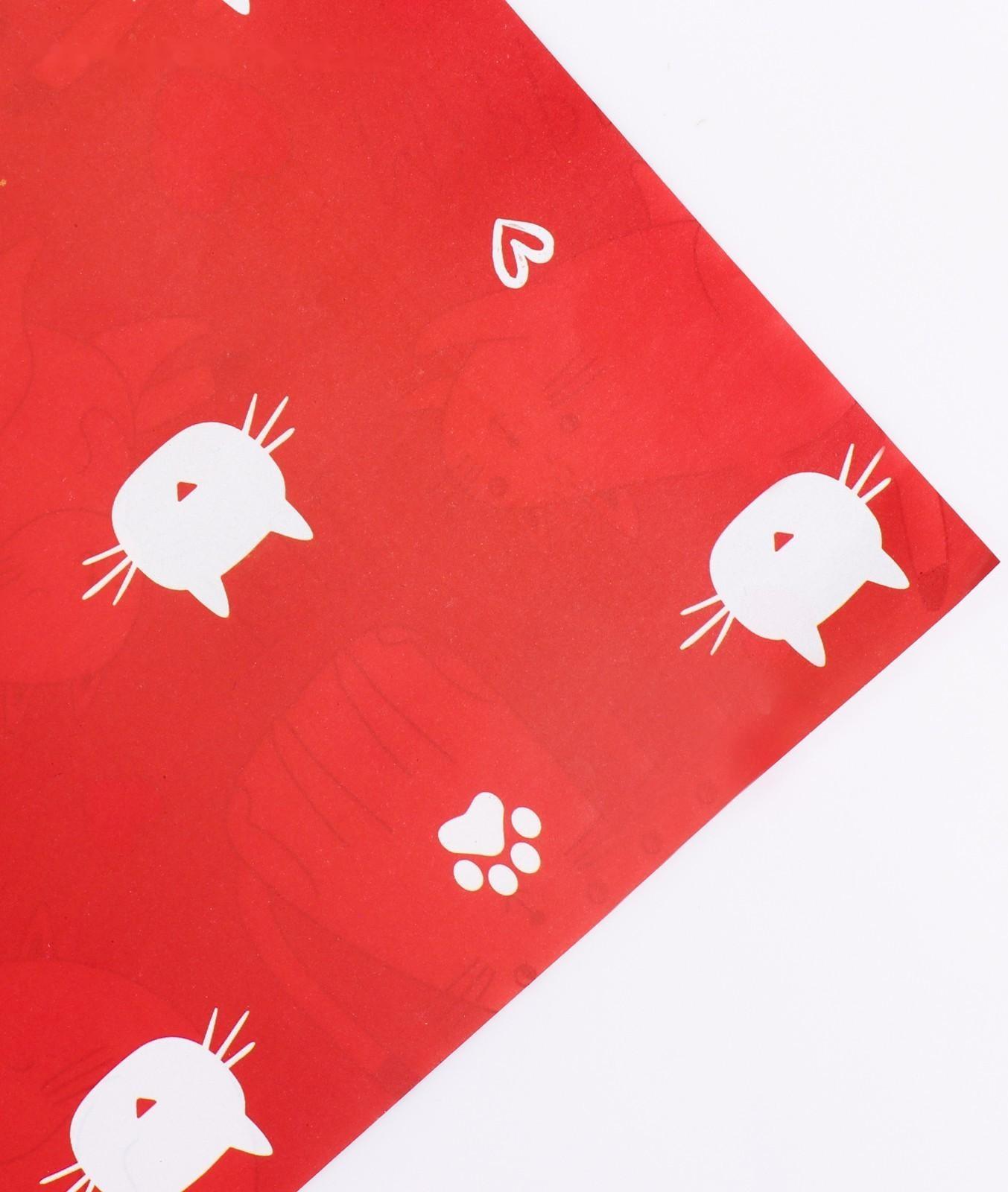 Бумага упаковочная глянцевая двусторонняя «Коты», 70 × 100 см / 10 шт.