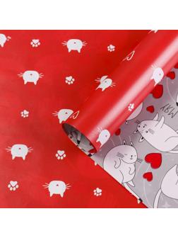 Бумага упаковочная глянцевая двусторонняя «Коты», 70 × 100 см / 10 шт.